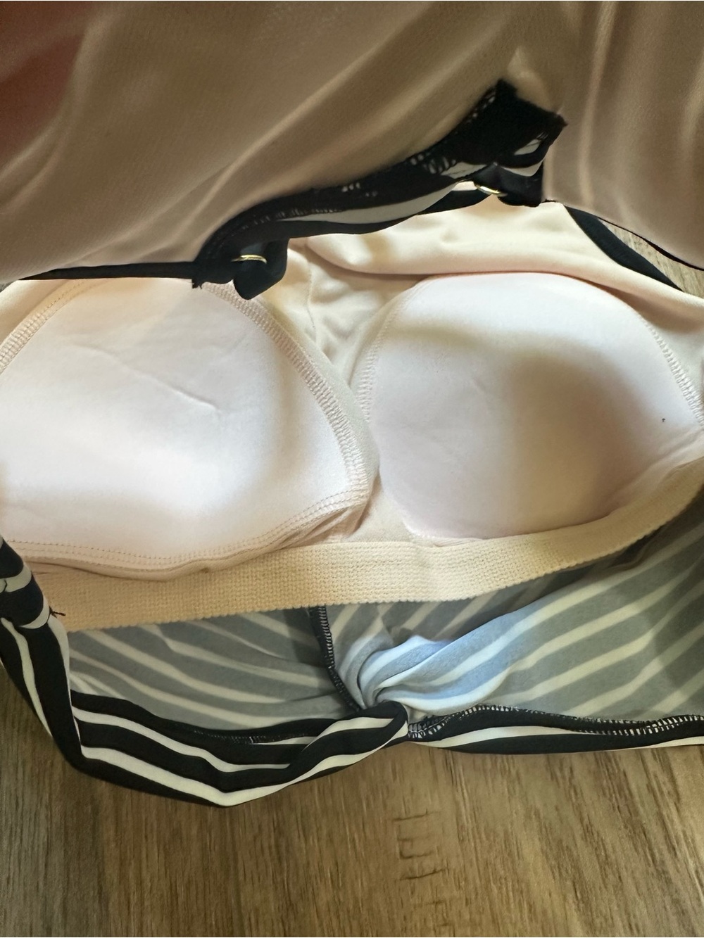NWT! Kona Sol Bikini Top, High Neck, Sewn Cups, Stretch, Black/White, L 12/14 - Picture 7 of 8